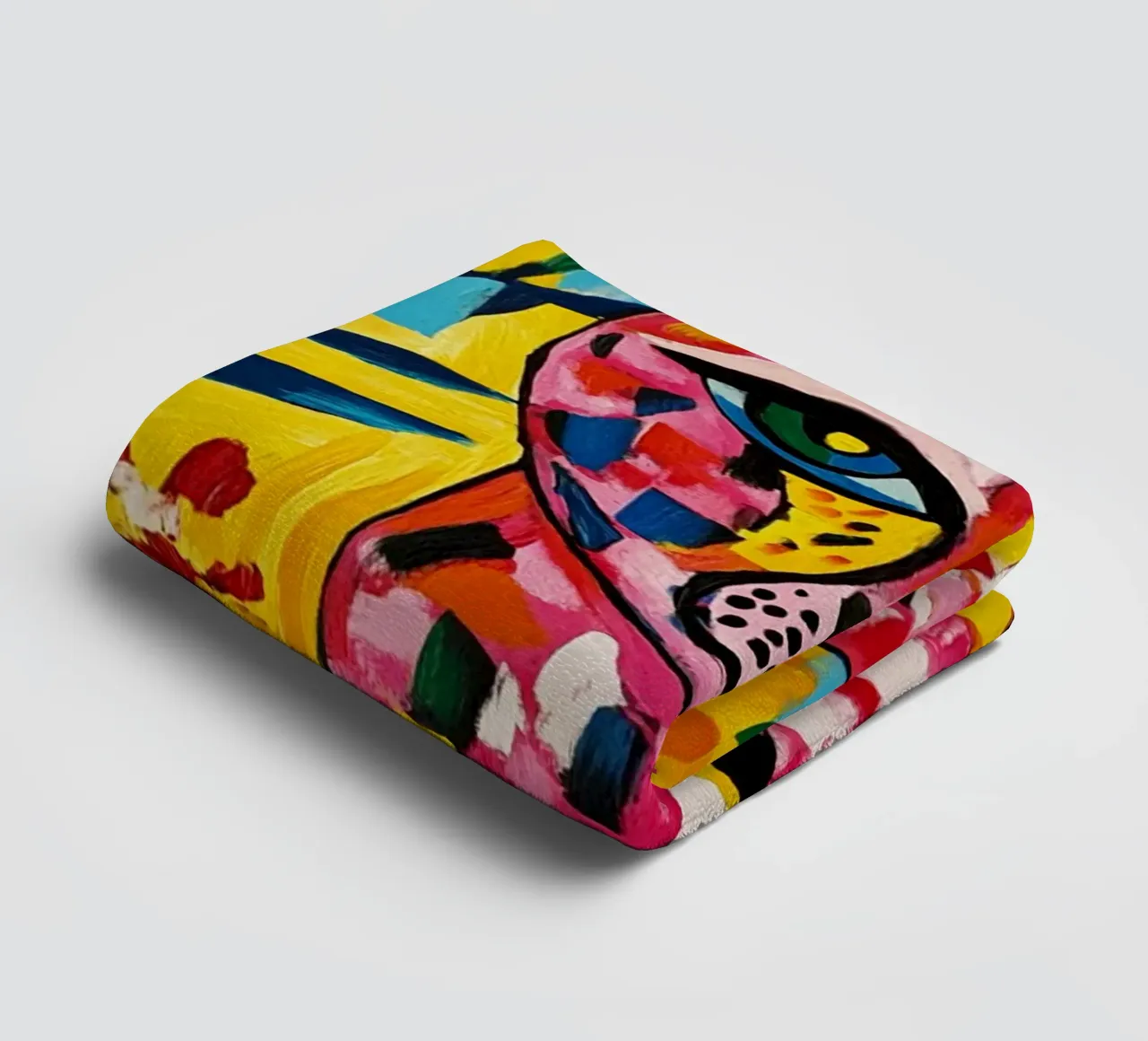 Tigre cubiste dans un jardin de fleurs coloré serviette de bain de Modern Muse
