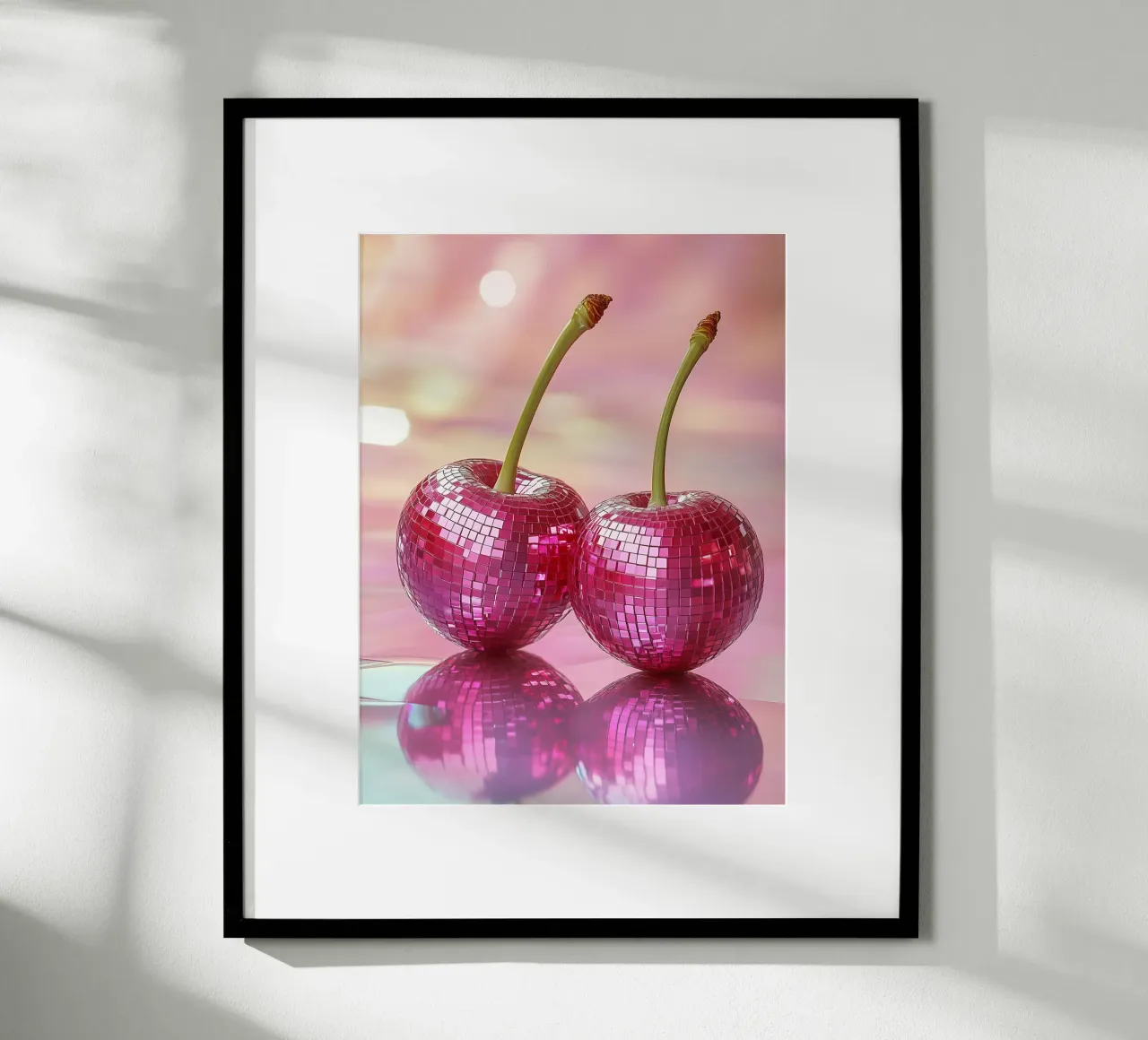 Disco-Kirschen Poster mit Holzrahmen von Spice & Style