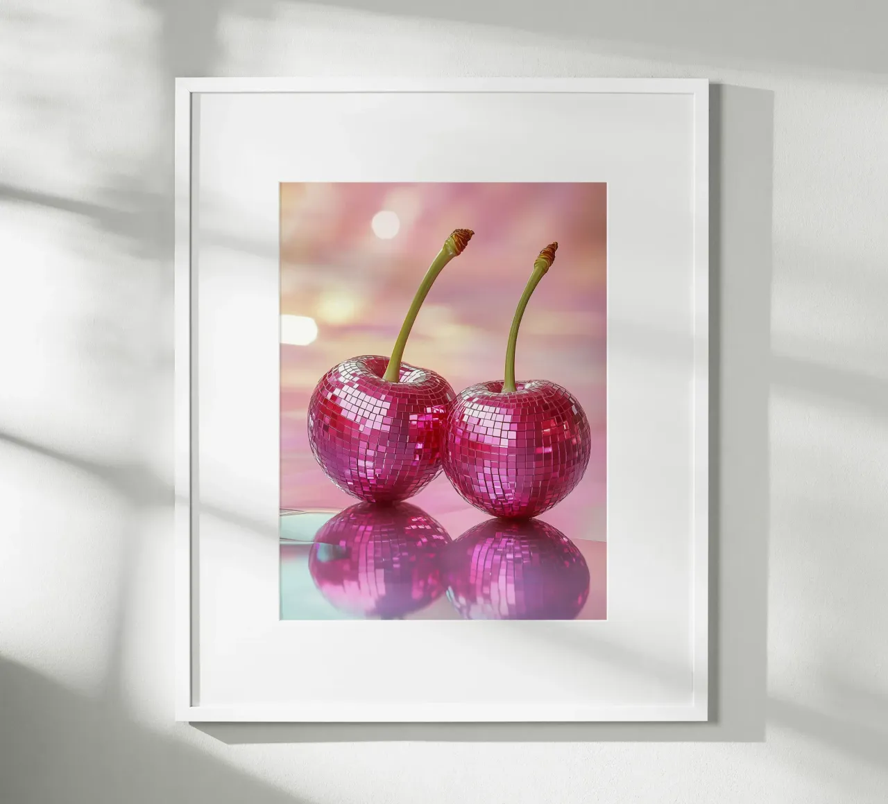 Disco-Kirschen Poster mit Holzrahmen von Spice & Style