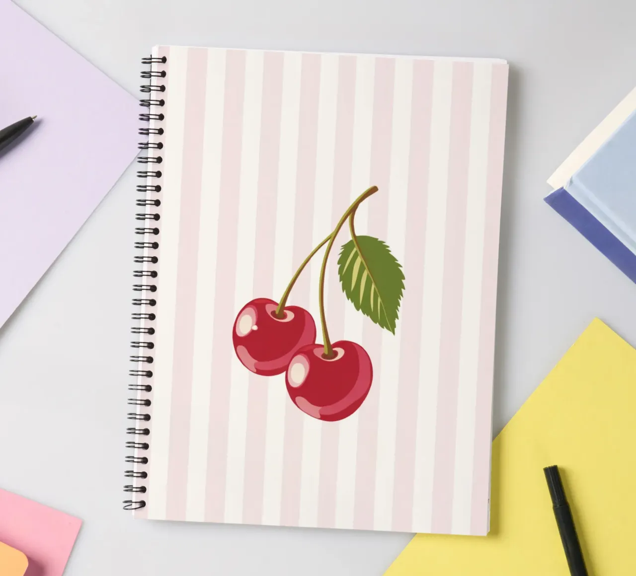 Minimalist Cherry Delight spiral notebook by Modern Muse