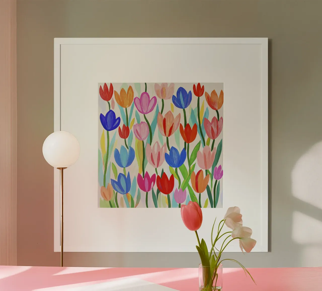 Felice Henry Matisse Fiore di primavera Giardino dei tulipani poster con telaio in alluminio da Modern Muse