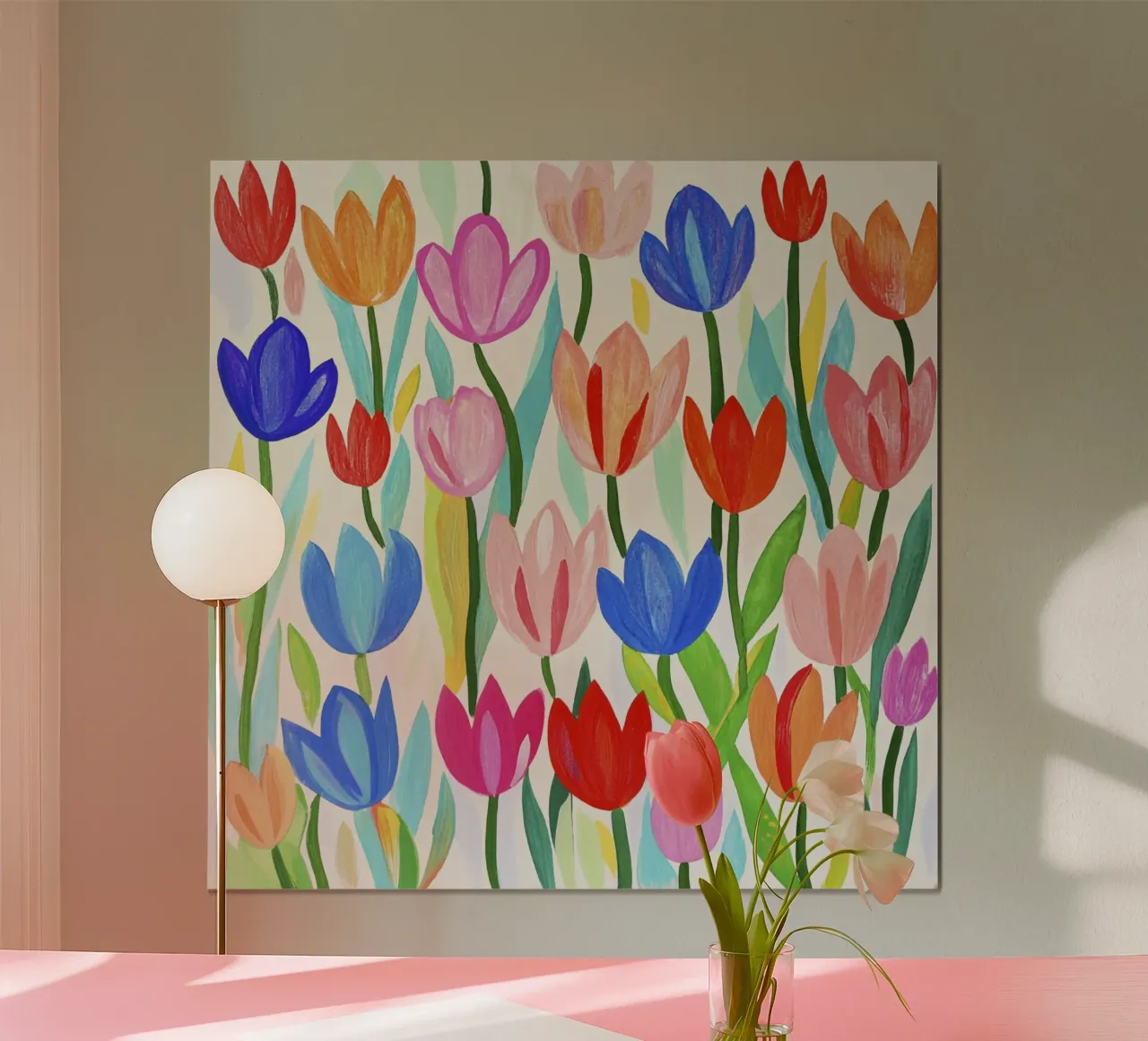 Felice Henry Matisse Fiore di primavera Giardino dei tulipani poster con telaio in alluminio da Modern Muse