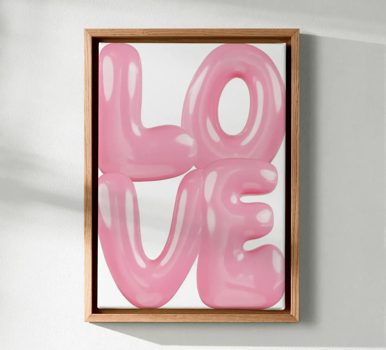 Statement Liebe Rosa Leinwand mit Schattenfugenrahmen von Yaso Design & Art