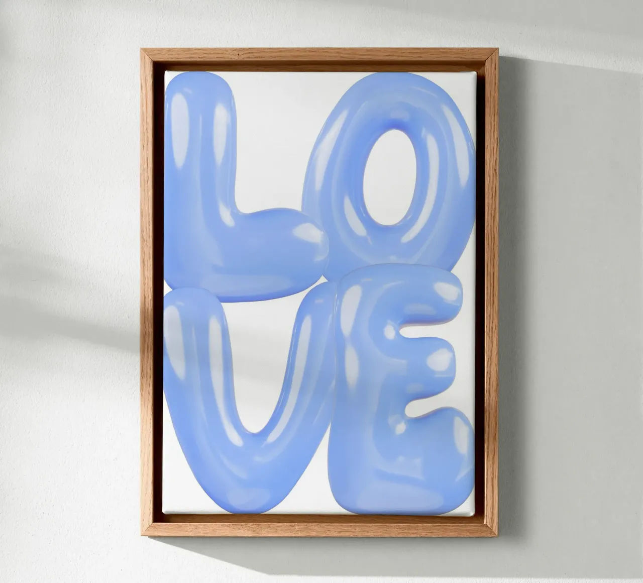 Statement Liebe Blau Leinwand mit Schattenfugenrahmen von Yaso Design & Art