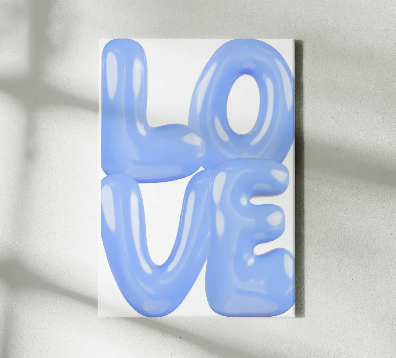 Statement Liebe Blau Leinwand mit Schattenfugenrahmen von Yaso Design & Art