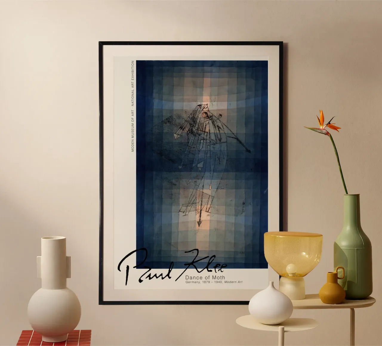 Paul Klee - Danza delle falene poster con telaio in legno da Old Masters