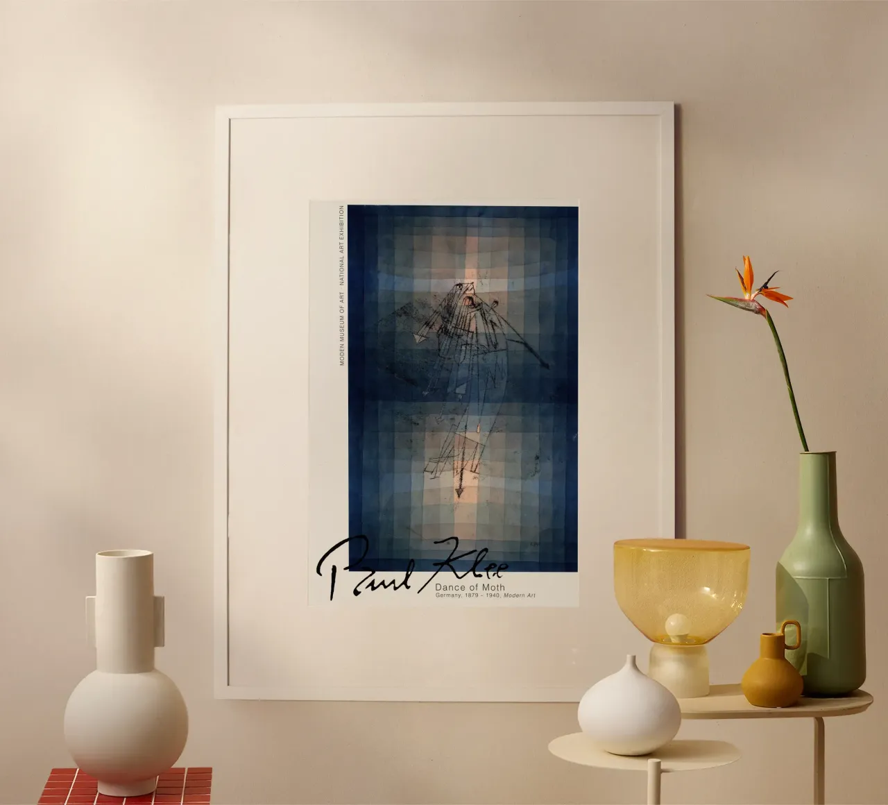 Paul Klee - Danza delle falene poster con telaio in legno da Old Masters
