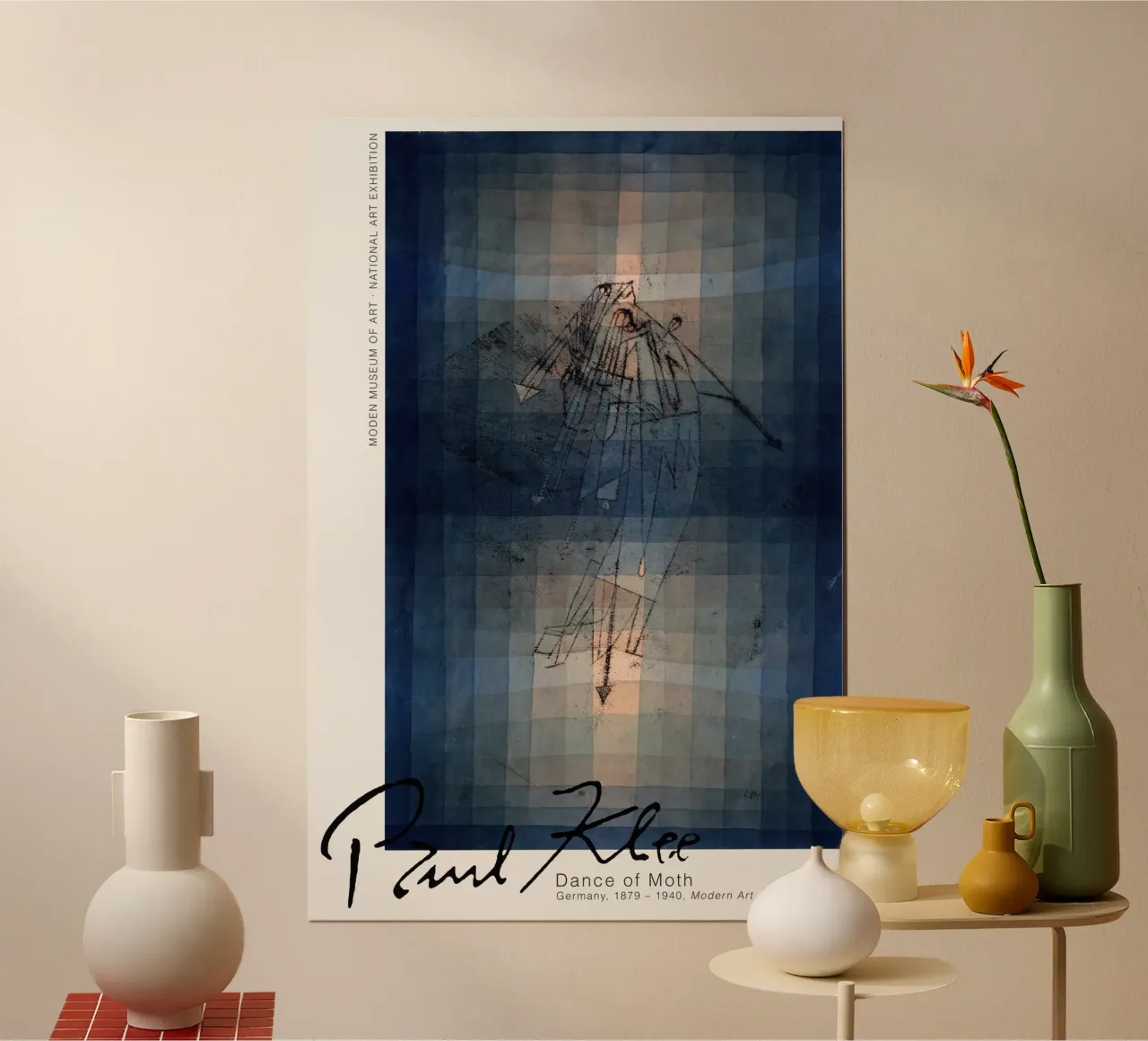 Paul Klee - Danza delle falene poster con telaio in legno da Old Masters