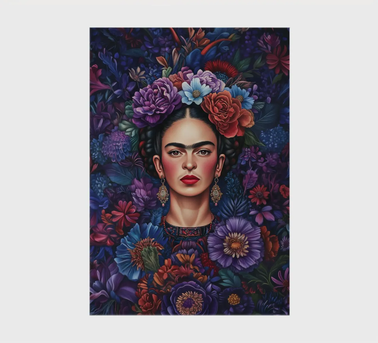 Frida Kahlo - purple floral pattern notebook by Carinaprint