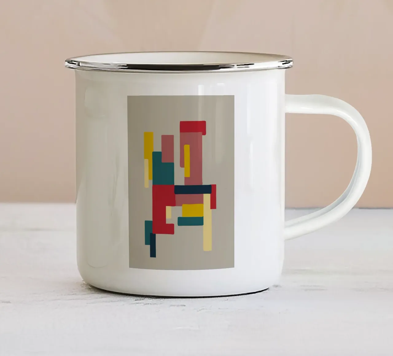 Poster geometrico retrò - Design da parete minimalista Bauhaus tazza in smalto da Spunk