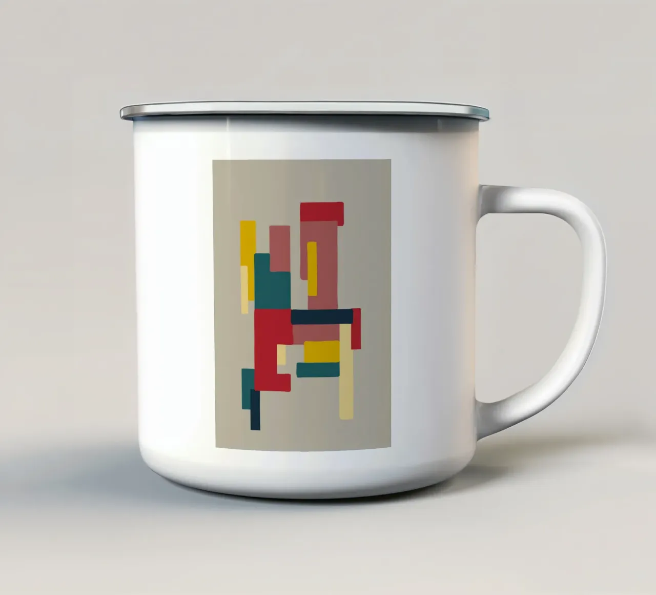 Poster geometrico retrò - Design da parete minimalista Bauhaus tazza in smalto da Spunk
