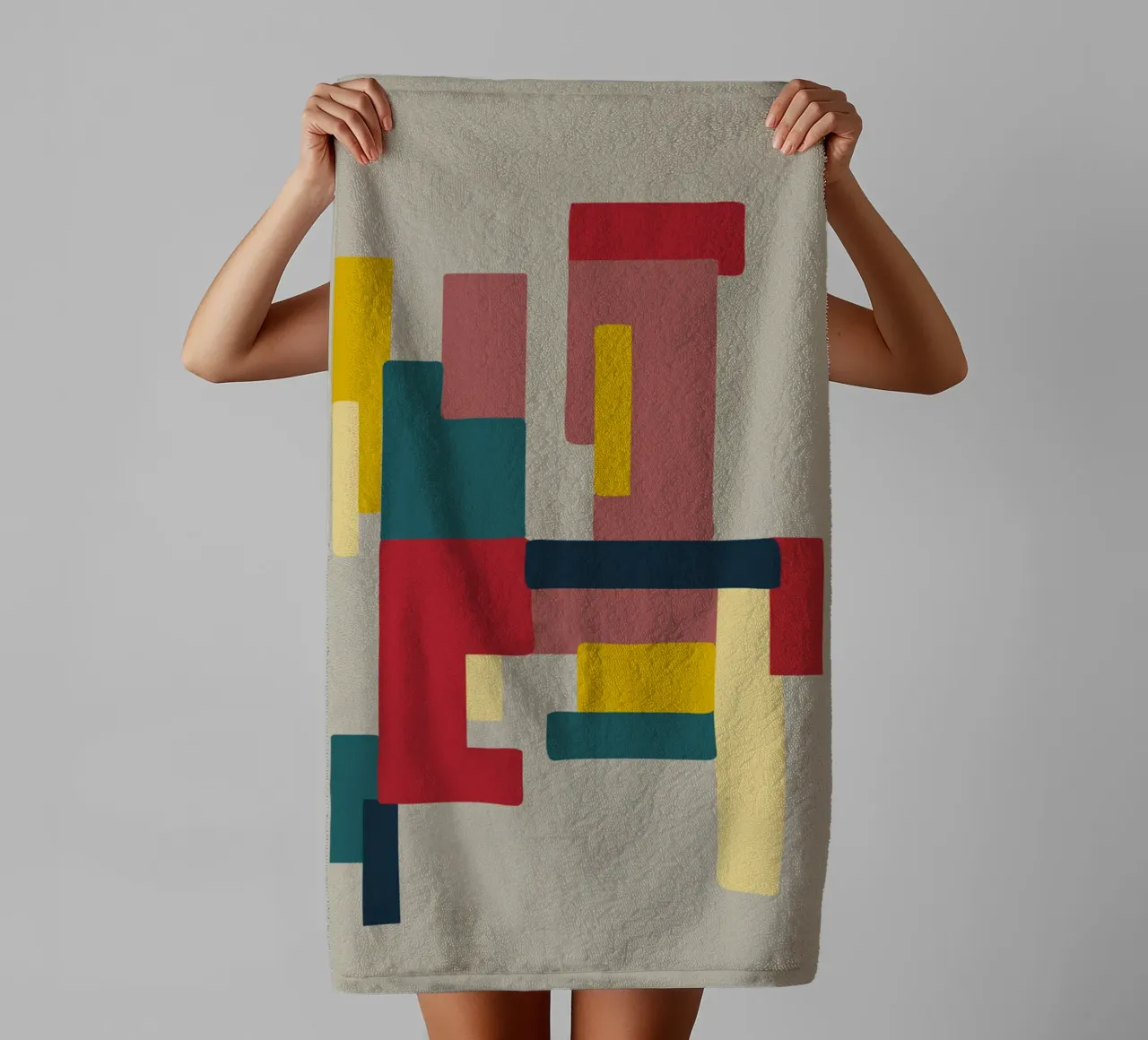 Póster geométrico retro - Diseño minimalista de pared Bauhaus toalla de baño de Spunk