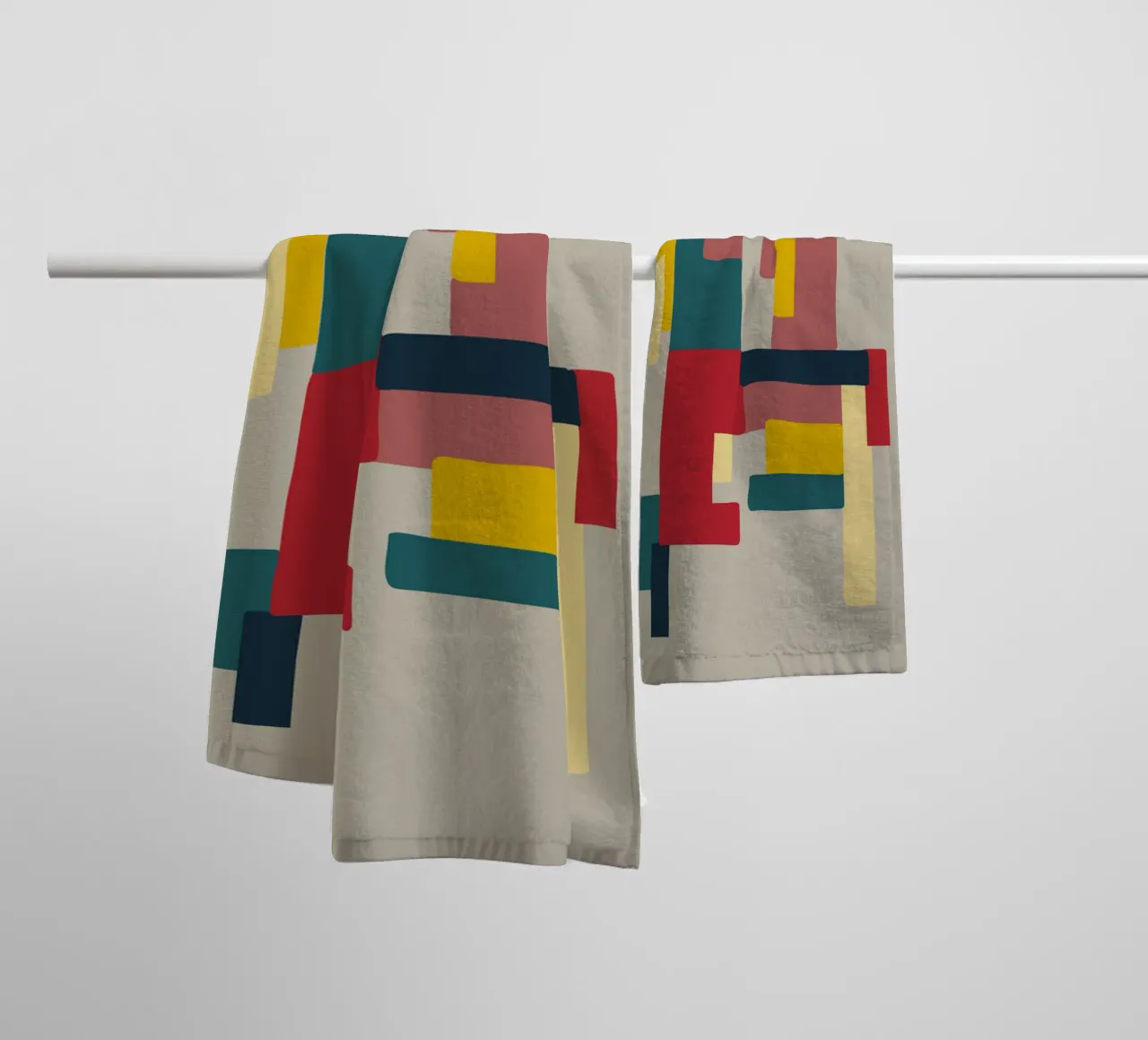 Póster geométrico retro - Diseño minimalista de pared Bauhaus toalla de baño de Spunk
