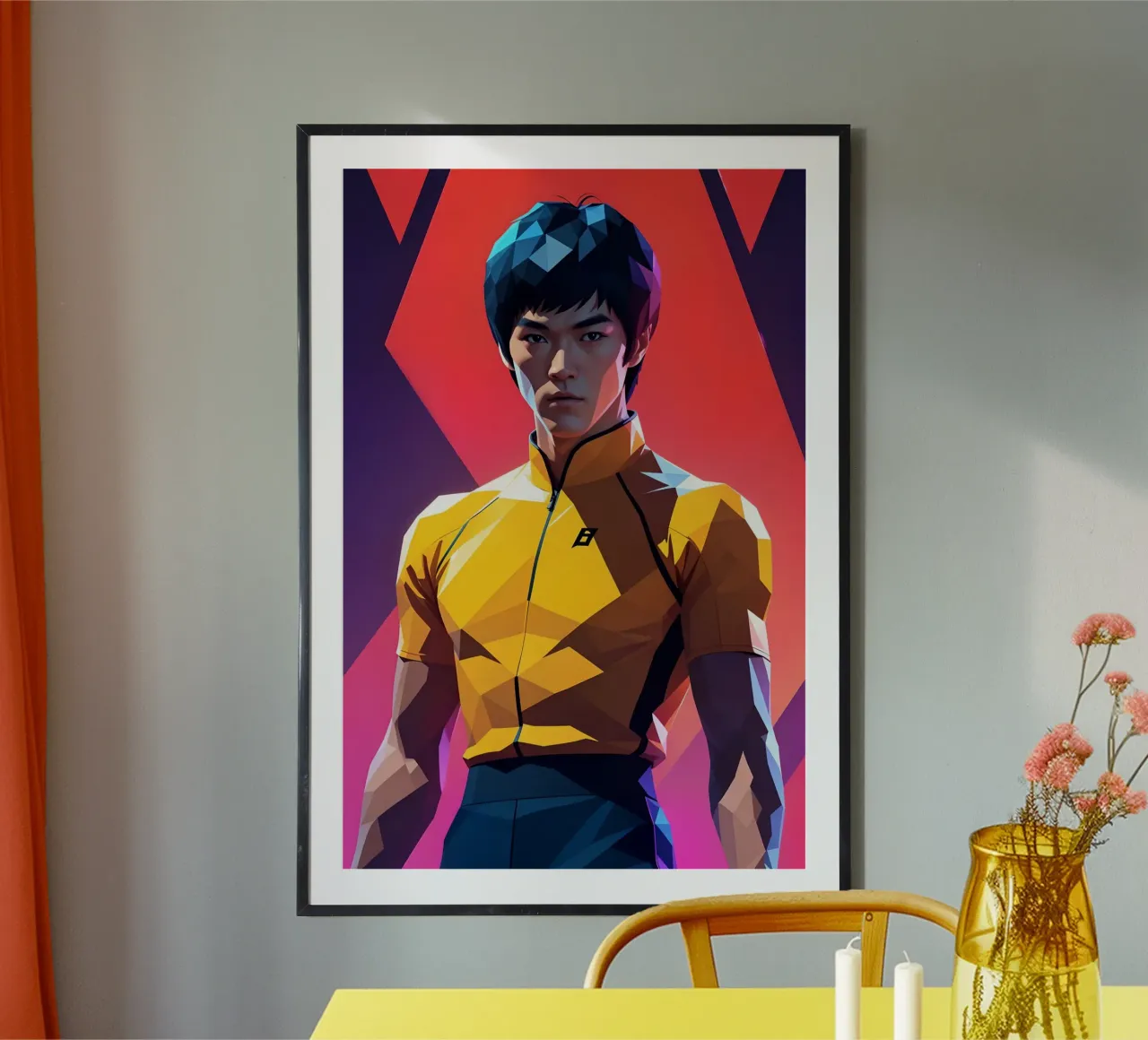 Ritratto di Bruce Lee poster con telaio in plastica da BONANZA