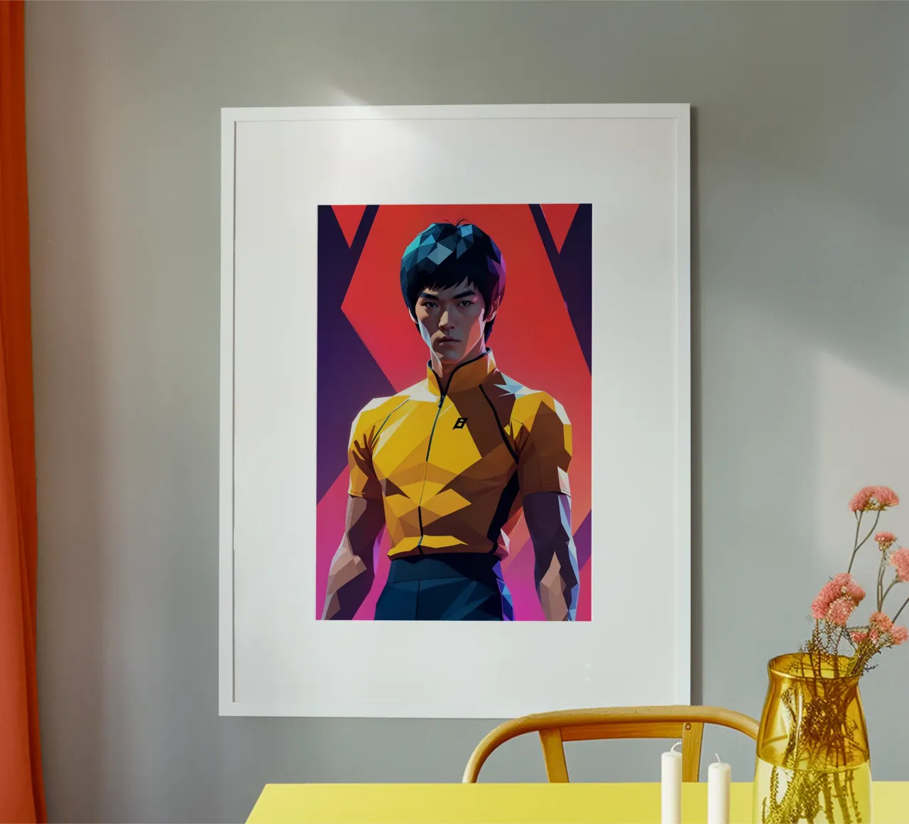 Ritratto di Bruce Lee poster con telaio in plastica da BONANZA