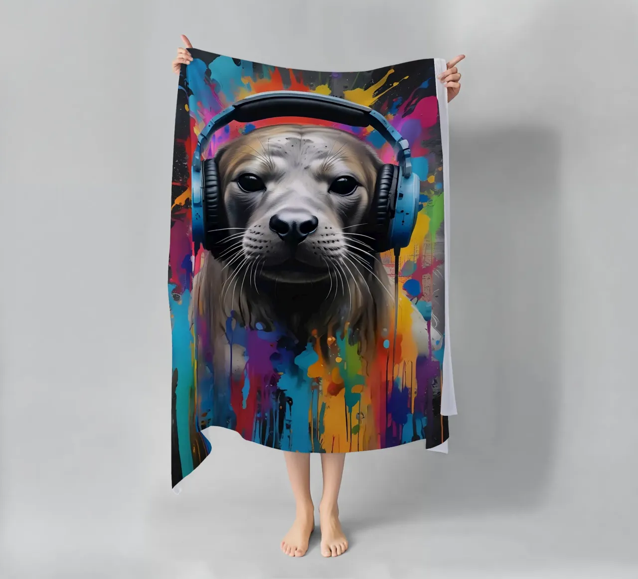 Piccola foca in cuffia telo mare da MakArena