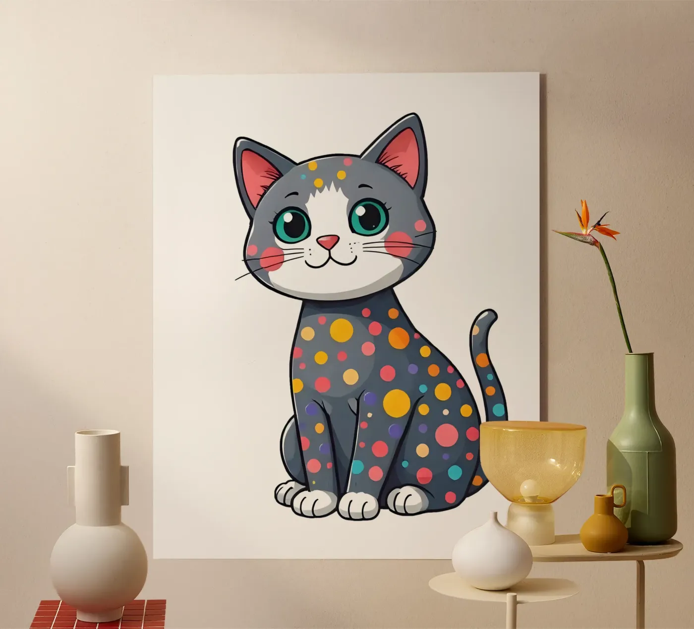 Cat_3a acryl van Tierisch bunt by LK