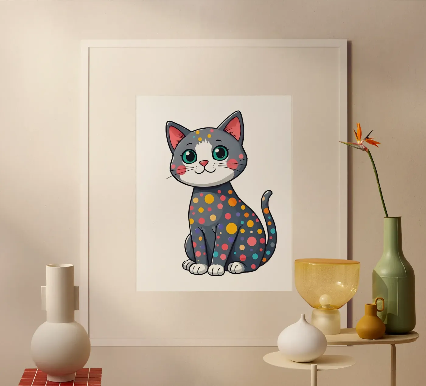 Kat_3a poster van Tierisch bunt by LK