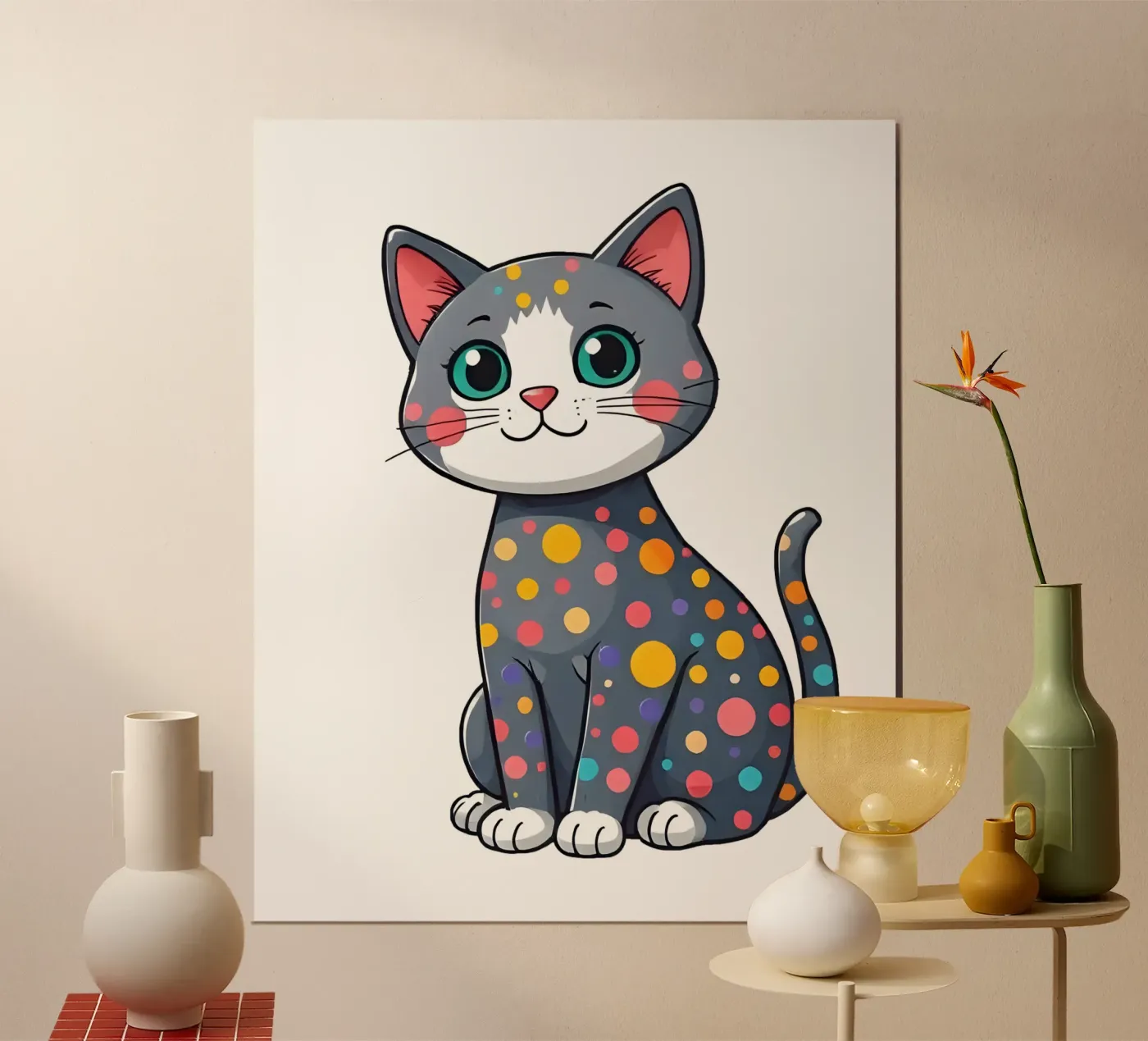 Kat_3a poster van Tierisch bunt by LK