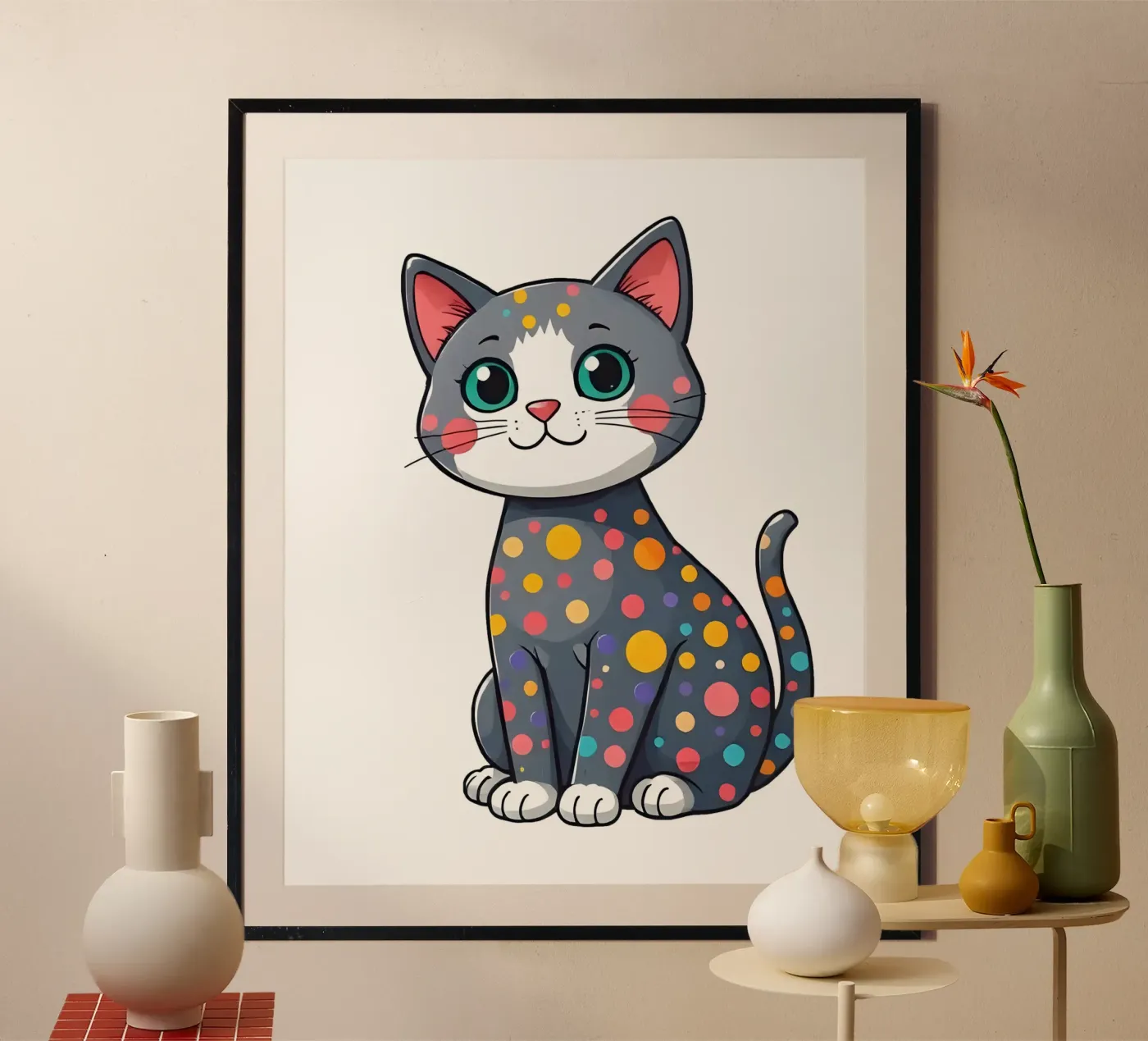 Kat_3a poster van Tierisch bunt by LK