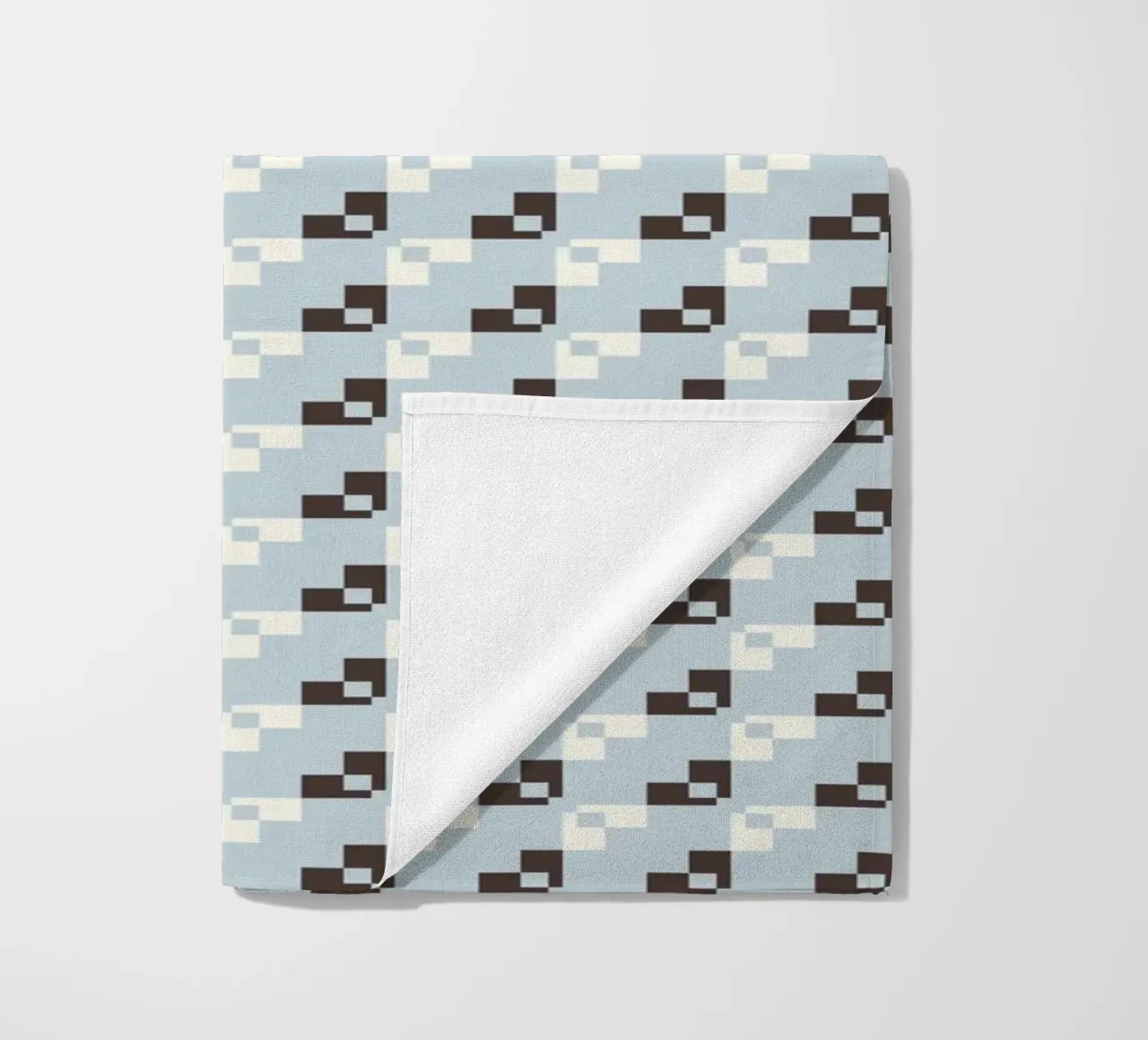 Checker craft in blue beach towel by Little Dean