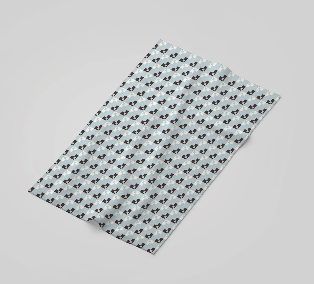 Checker craft in blue beach towel by Little Dean