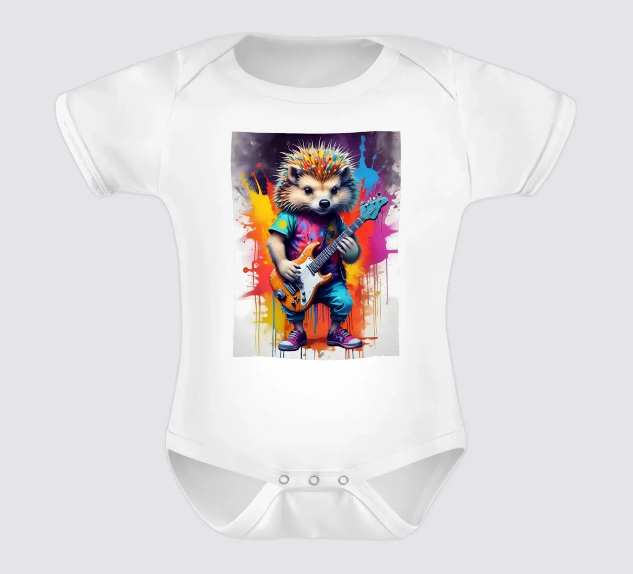 Kleiner Igel spielt die Gitarre Kurzarm Babybody von MakArena