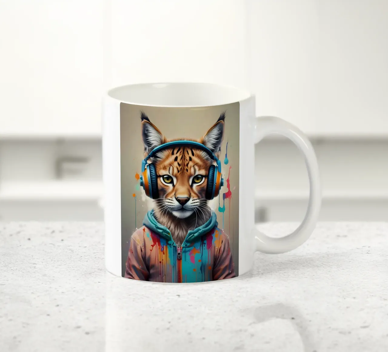 Piccola lince in cuffia tazza in ceramica da MakArena