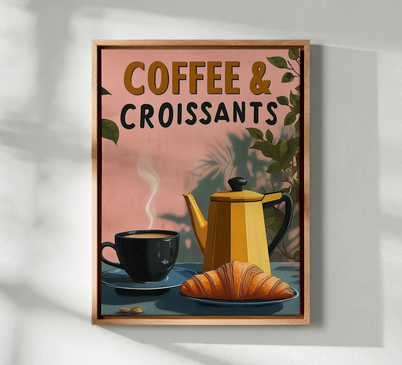 Caffè e croissant tela con Cornice a cassetta da Spice & Style