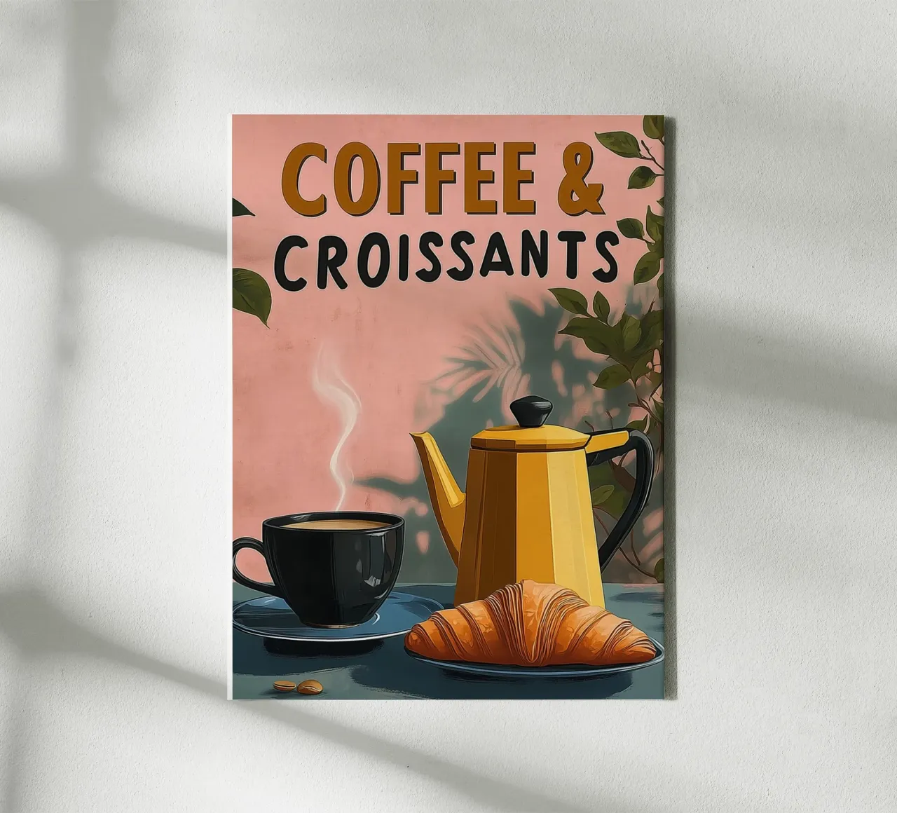 Caffè e croissant tela con Cornice a cassetta da Spice & Style