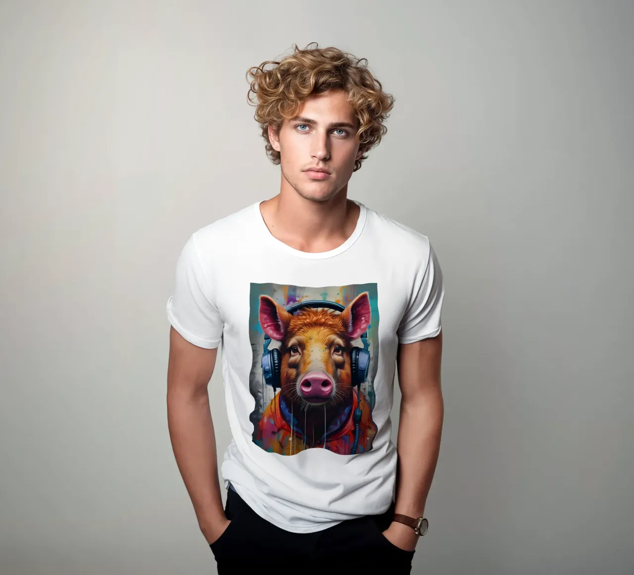 Cerdo con auriculares camiseta de MakArena