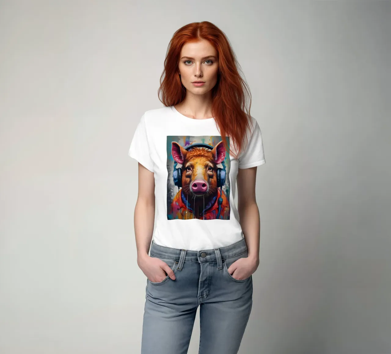 Cerdo con auriculares camiseta de MakArena