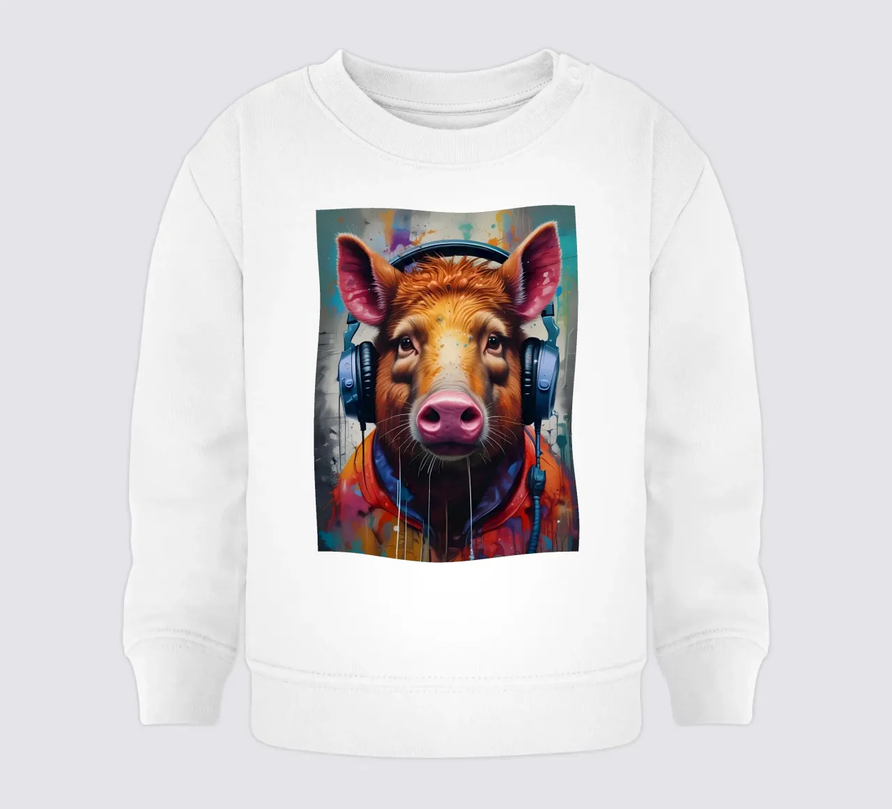 Cerdo con auriculares sudadera de bebé de MakArena