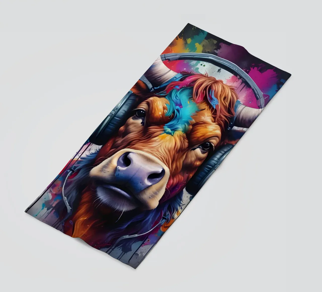 Toro in cuffia telo mare da MakArena