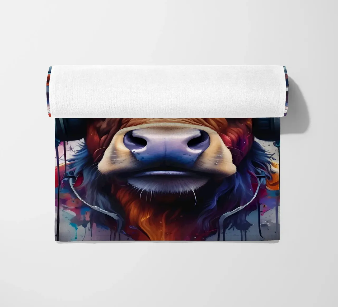 Toro in cuffia telo mare da MakArena