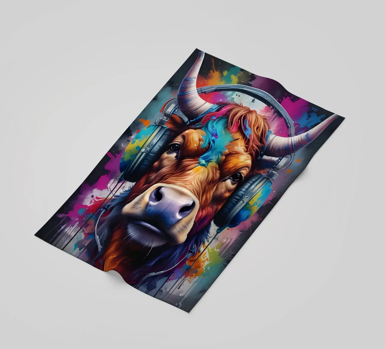 Toro in cuffia telo mare da MakArena