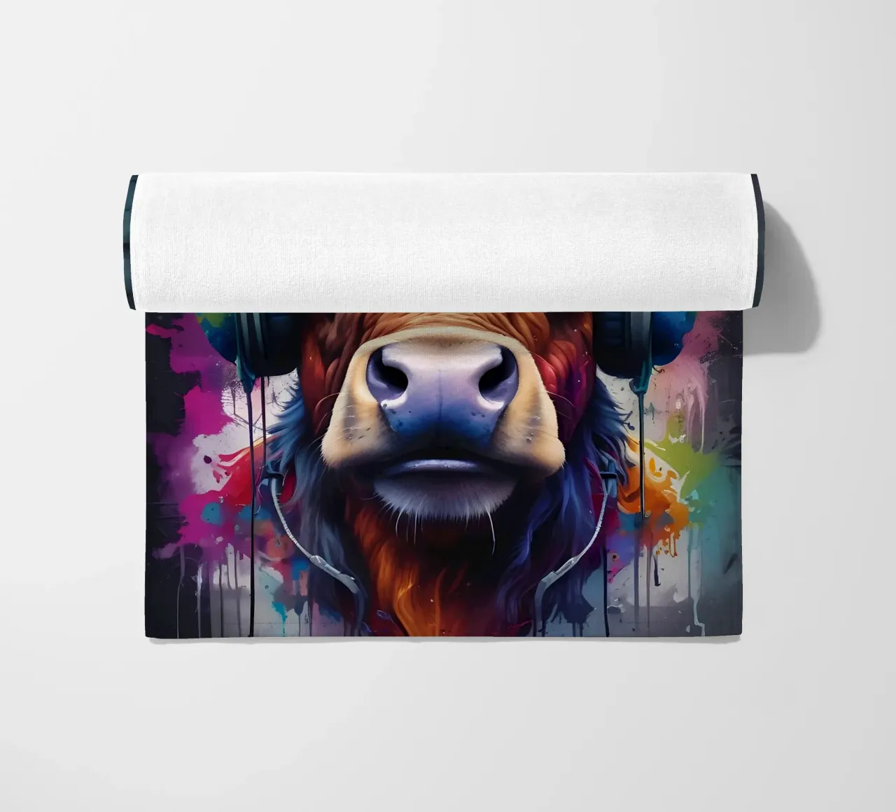 Toro in cuffia telo mare da MakArena