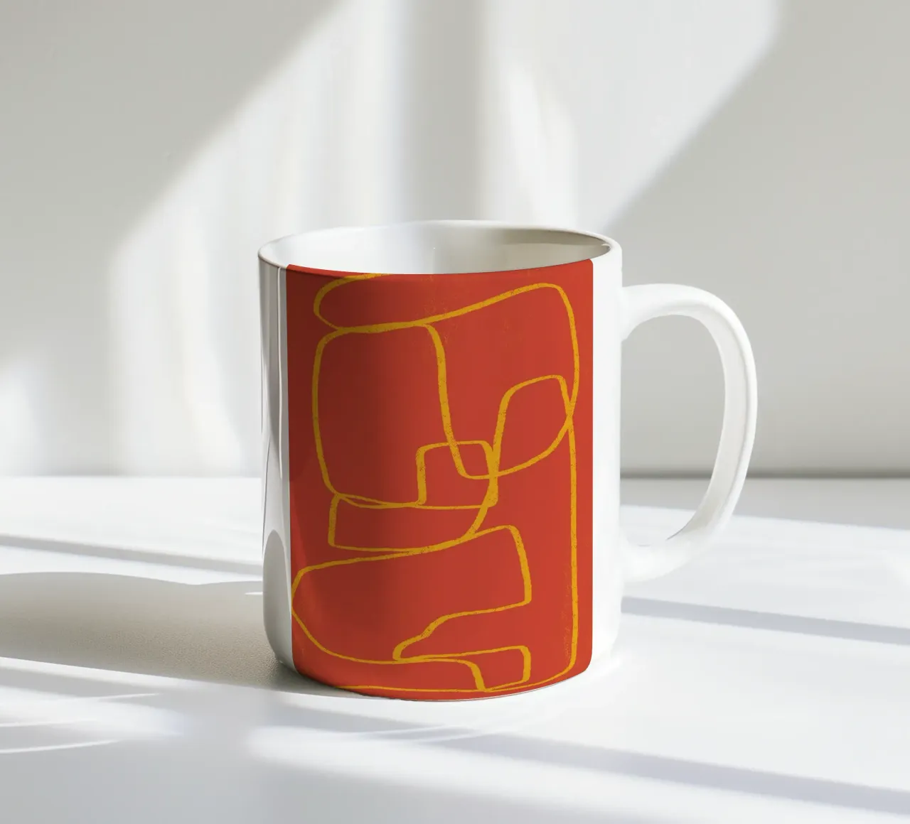 Line art in giallo pastello tazza in ceramica da Little Dean
