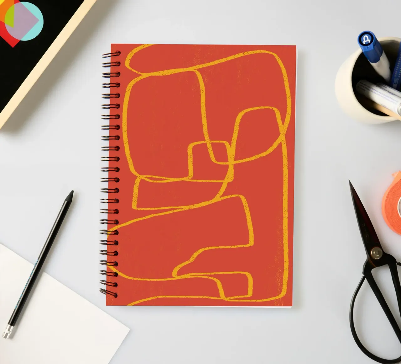 Dessin au trait pastel jaune carnet à spirale de Little Dean