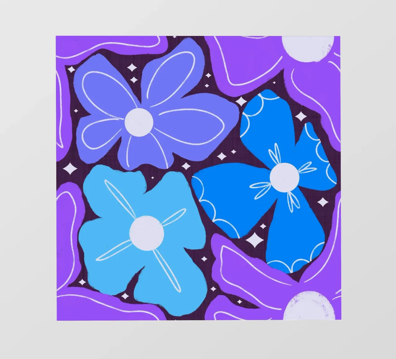 Groovy Petal Retro Garden Floral Blue - audace Mid Century Mod pellicola backlit da susanacosta