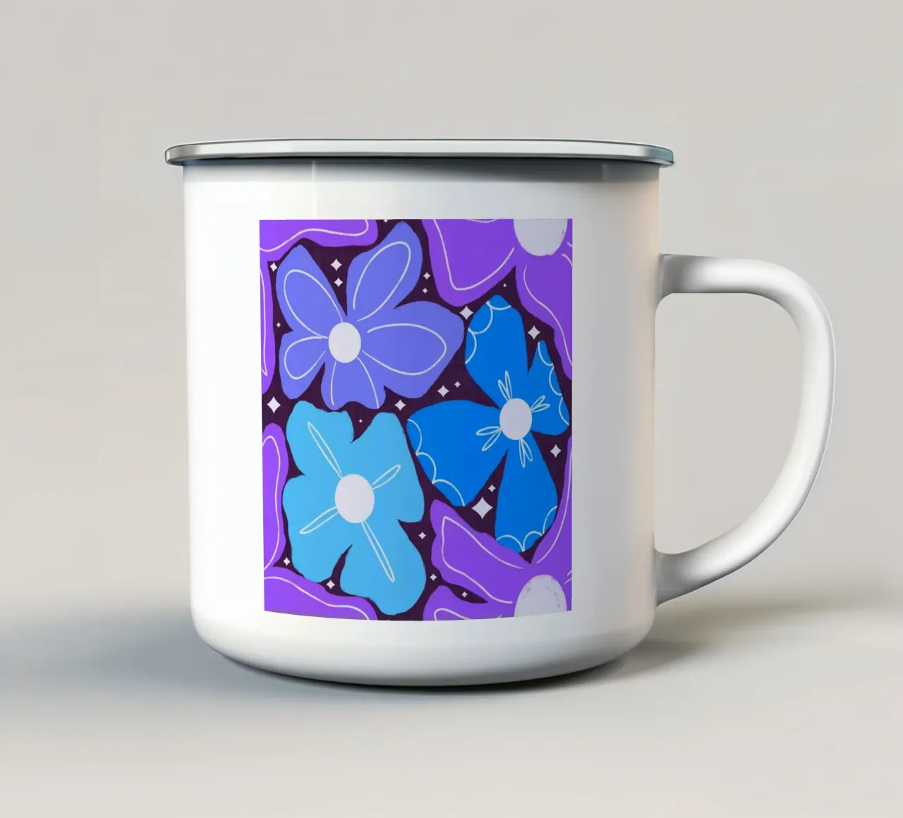 Groovy Petal Retro Garden Floral Blue - audace Mid Century Mod tazza in smalto da susanacosta