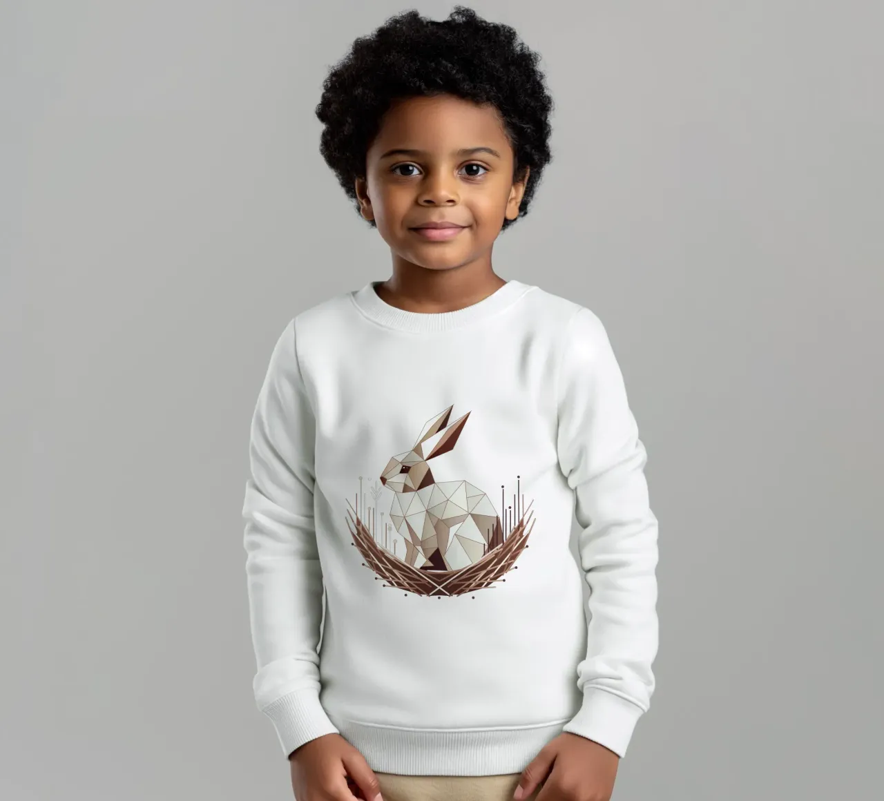 Coniglietto geometrico in un nido - Design pasquale alla moda felpa bambino da namosh