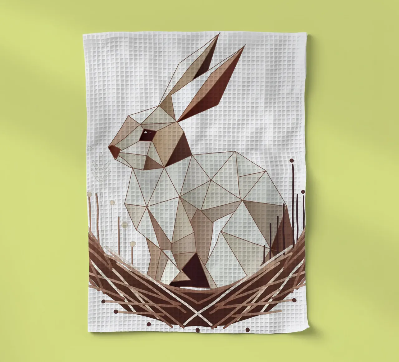 Coniglietto geometrico in un nido - Design pasquale alla moda canovaccio da cucina da namosh