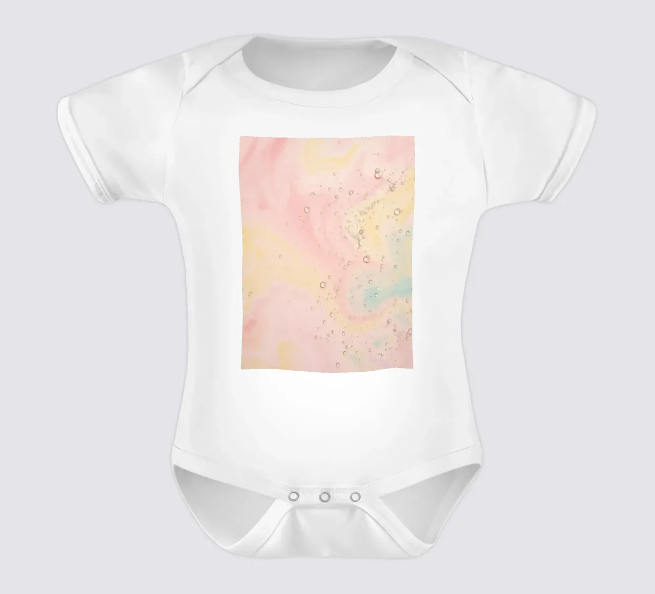 Carta da parati astratta pastello con colori vorticosi body neonato maniche corte da DesignDoodle