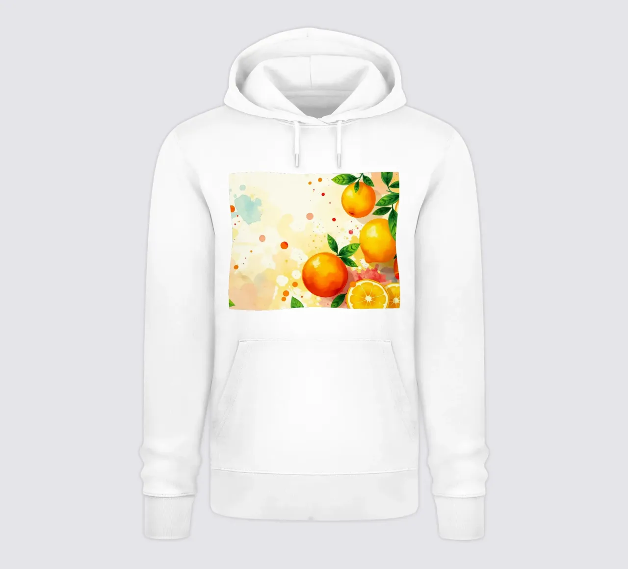 Composizione di frutta arancione con sfondo astratto ad acquerello felpa con cappuccio da DesignDoodle