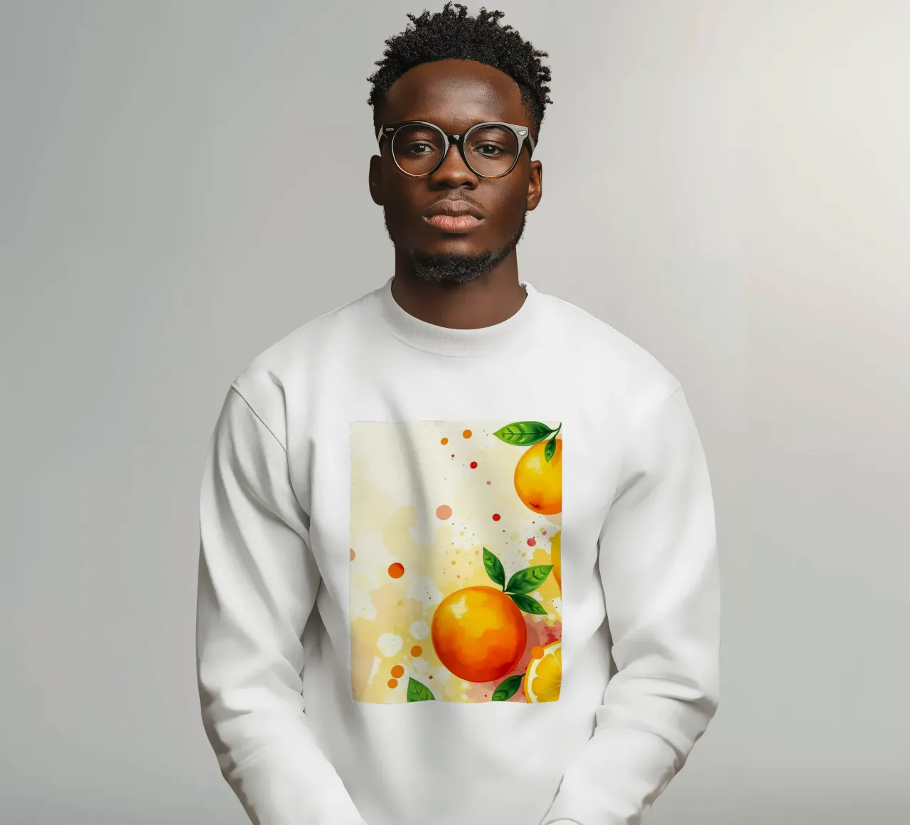 Composizione di frutta arancione con sfondo astratto ad acquerello felpa da DesignDoodle
