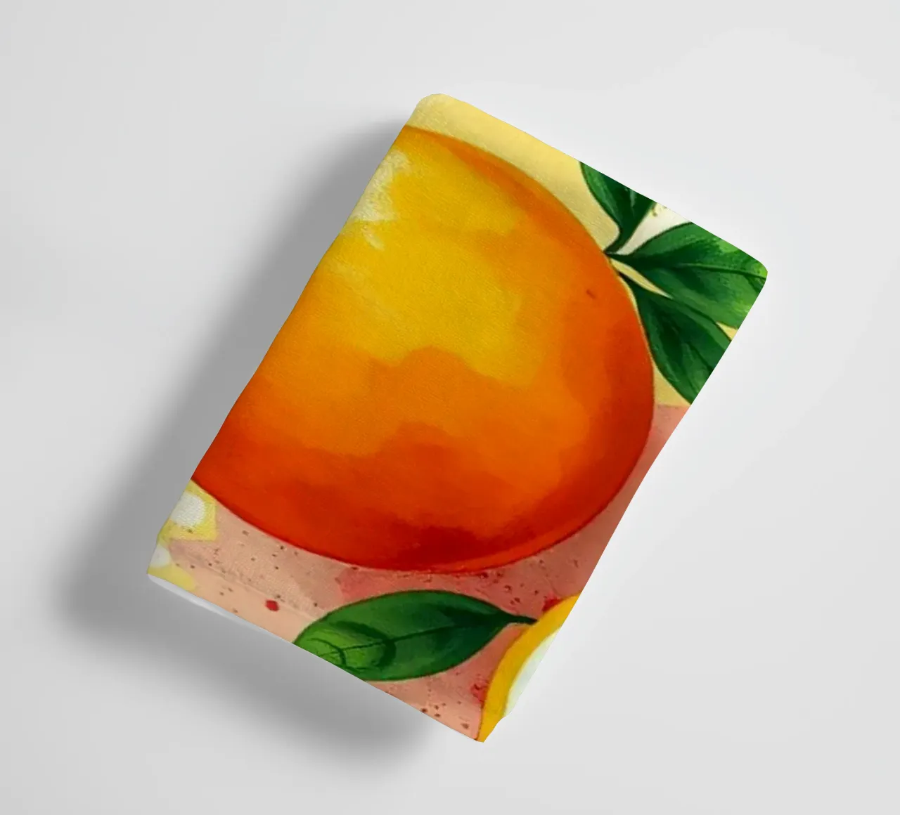 orange fruit arrangement with abstract watercolor background towel by DesignDoodle