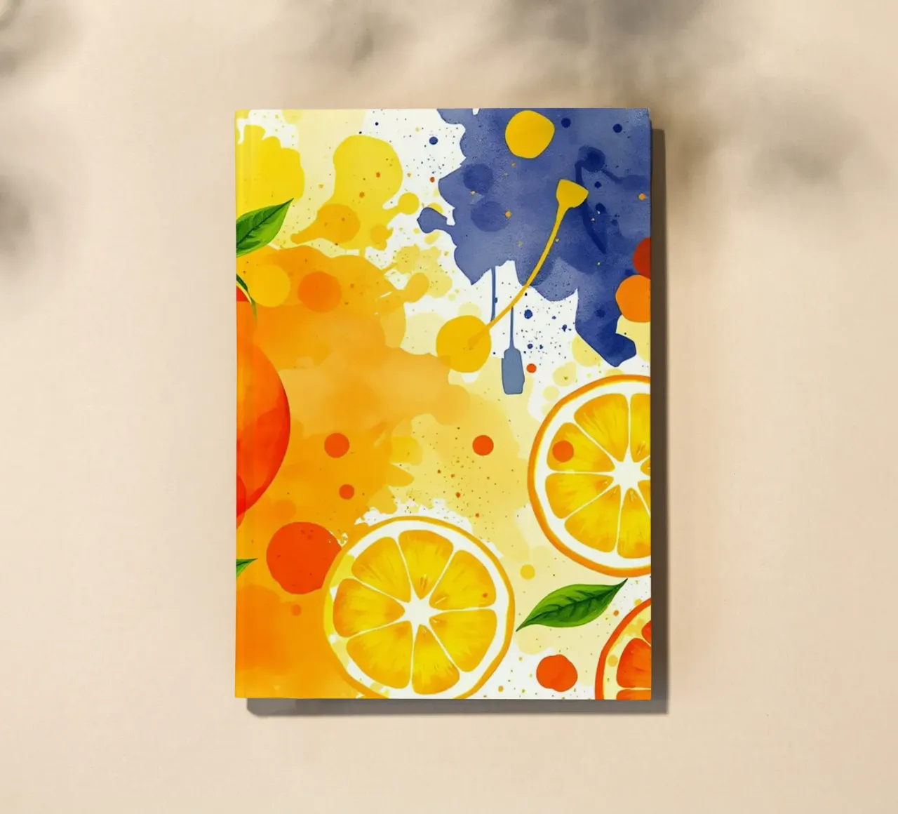 abstract design featuring oranges, lemons, and splashes notebook by DesignDoodle