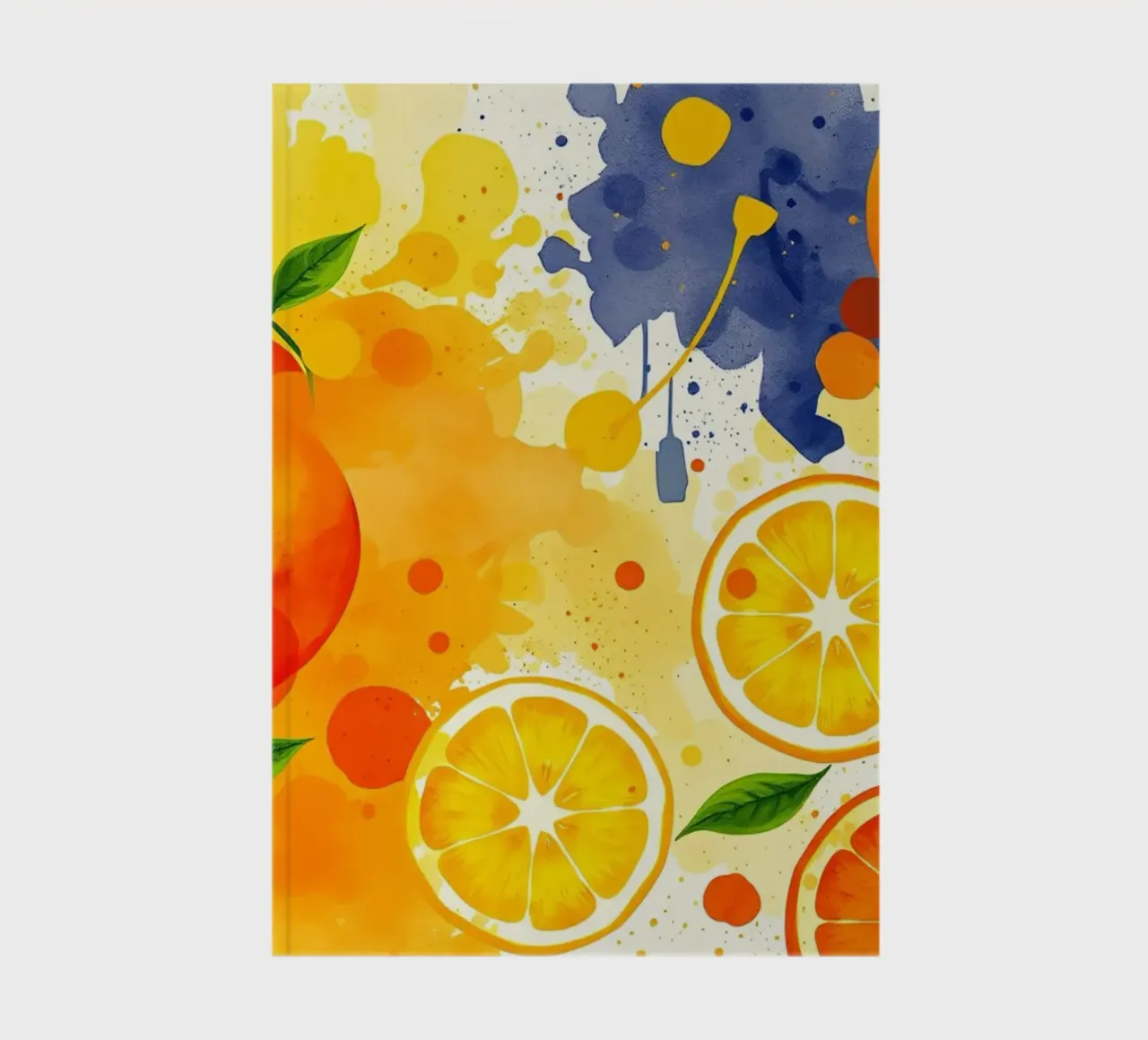 abstract design featuring oranges, lemons, and splashes notebook by DesignDoodle