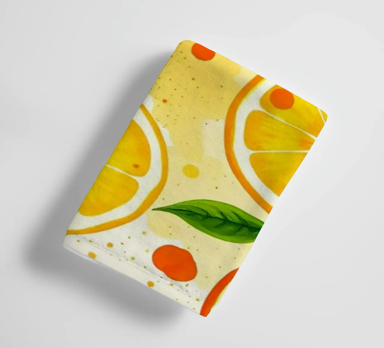 abstract design featuring oranges, lemons, and splashes towel by DesignDoodle